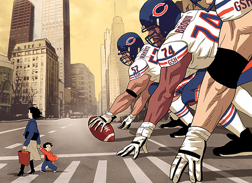 illustration of Chicago Bears' linemen